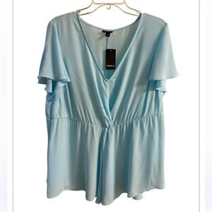 Torrid Georgette Twist Surplice Flutter Sleeve Blue 2X NWT